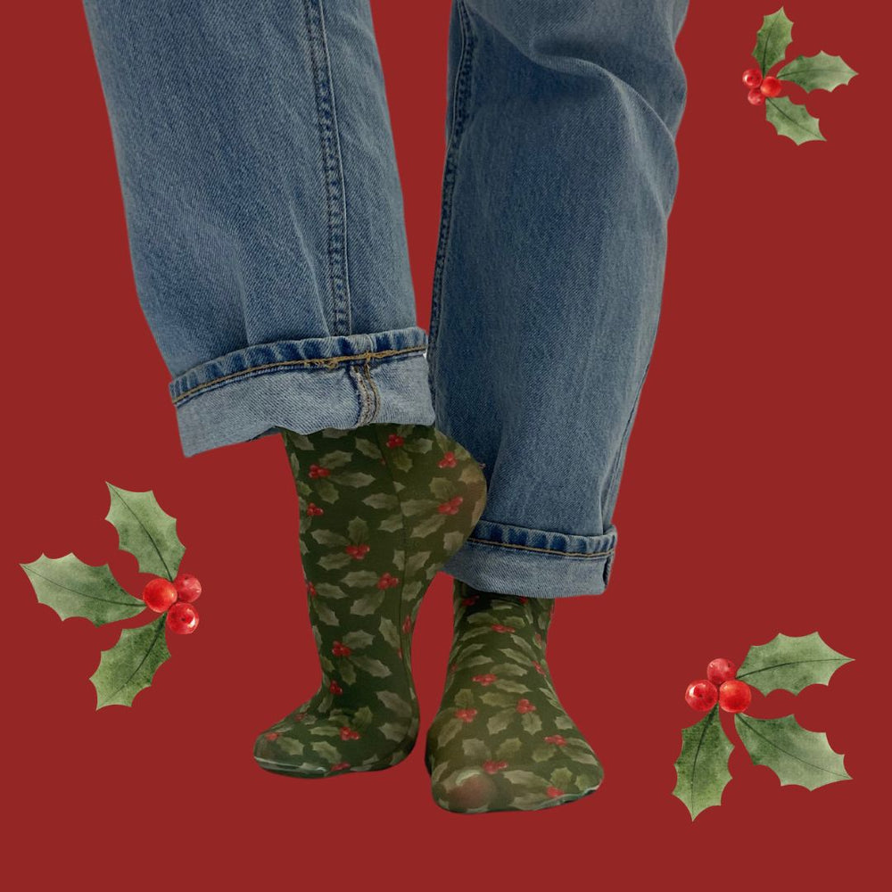 Birth Flower Printed Socks - December Holly