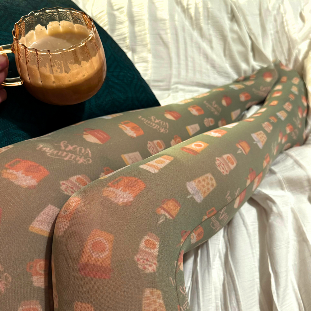 Pumpkin Spice Latte Printed Tights