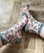 spring leopard socks sage