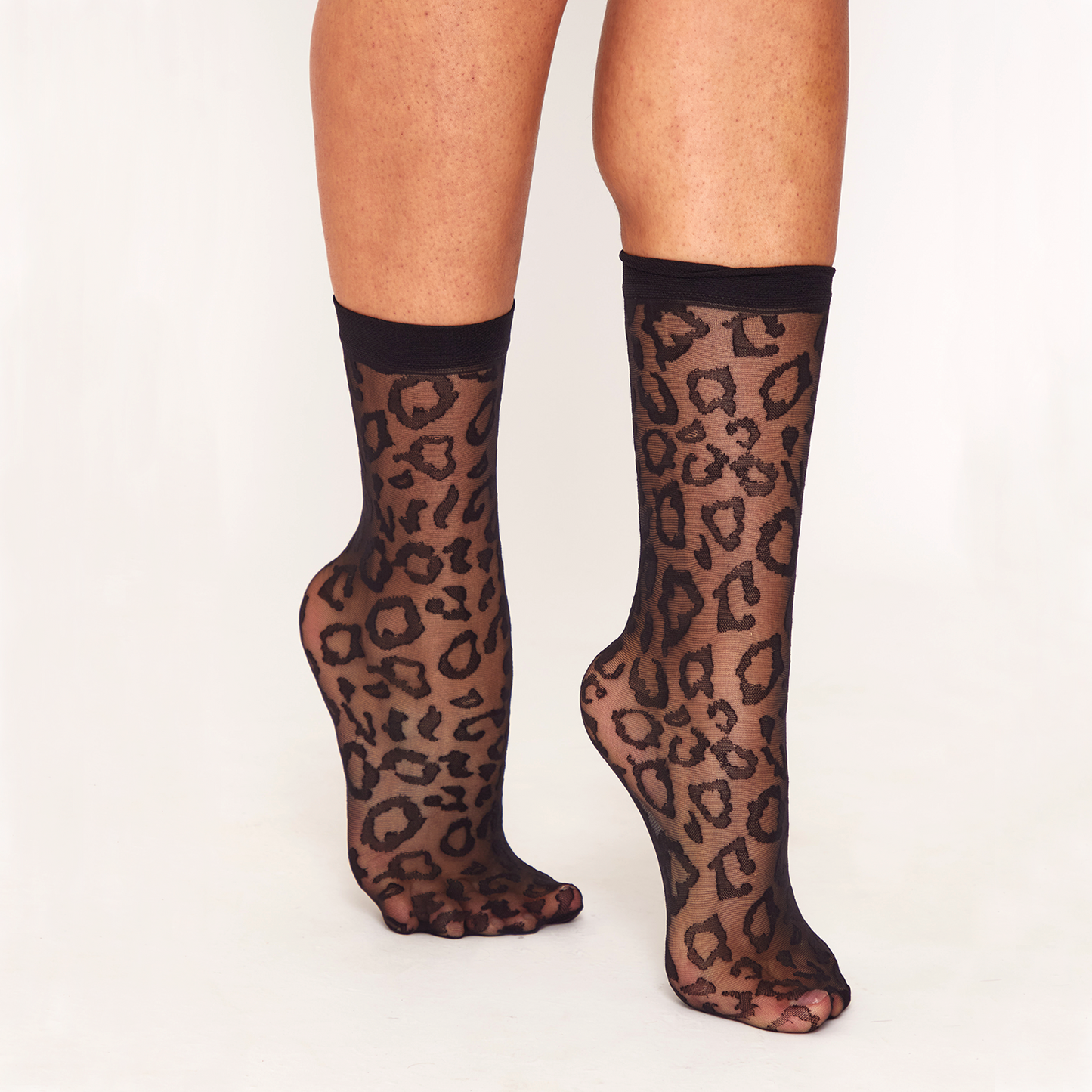 Black Sheer Leopard Socks Tights